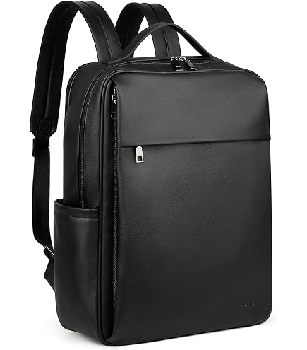 Amazon.com: MASINTOR 15.6 inch PU Leather Laptop Backpack  display picture 3