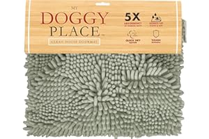 My Doggy Place Dog Towel - Super Absorbent Microfiber Towel with Hand Pockets - Dog Bathing Supplies - Quick Dry Shammy Towel - Washer and Dryer Safe - Sage Green - 30 x 12.5 in