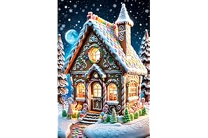 gganmtere Christmas Diamond Art Painting Kits for Adult Beginners, Sugar House Diamond Painting Kits for Adult, 5D Diamond Dots Gem Art Kits for Adults Wall Home Decor 12 * 16 inch