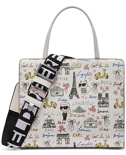 KARL LAGERFELD Paris Maybelle Satchel in Paris, Winter White Multi, One Size - Amazon deal for $114.00