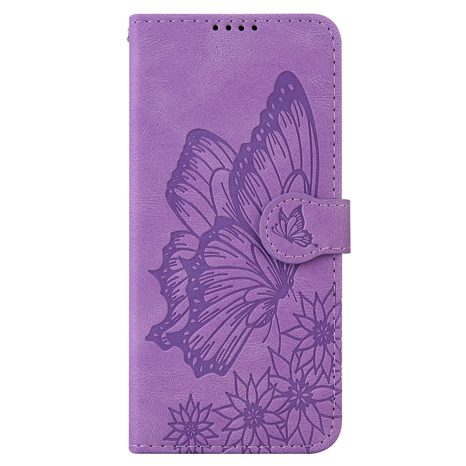 Nodigo for Samsung Galaxy A20e Wallet Case for Girls Men Pretty Silicone Leather with Stand Card Slot Kickstand Shockproof Butterfly Pattern Design Cute Cover Cases - Purple