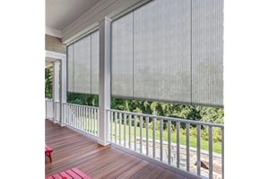 SunnyRoyal Patio Shades Roll Up Outdoor 6' W X 6' L Exterior Roller Shades Roll Up Blinds for Patio Yard Deck Porch Balcony Backyard Light Grey
