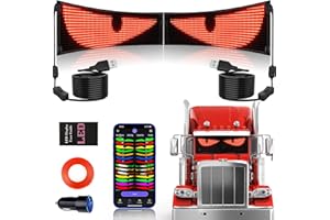 Rayhome 2PCS Synchronize Multiple Devil Eyes Light for Truck, 23''x5'' Full Color LED Eyes for Truck Windshield, Programmable LED Display for Car, Scrolling Led Light Sign for Car Window