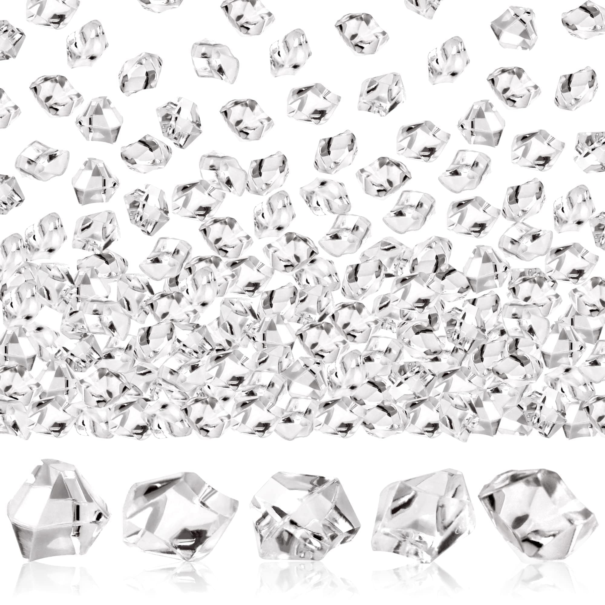 UPlama 600PCS Fake Crushed Ice Rocks, Acrylic Diamond Crystals Fake Diamonds Plastic Clear Ice Cubes Diamond Table Scatters Acrylic Gems For Vase Fillers Home Decoration Wedding Birthday (White)