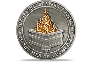 RYUKENLM Dumpster Fire Challenge Coin The Strongest Steel is Forged in The Fire of a Dumpster Humor & Resilience Symbol Funny
