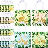 Jinei 24 Pcs Safari Gift Bags Jungle Party Favor Bags Non Woven Safari Goodie Tote Treat Bag with Handle Jungle Birthday Gift Bag for Baby Shower Birthday Party Supplies