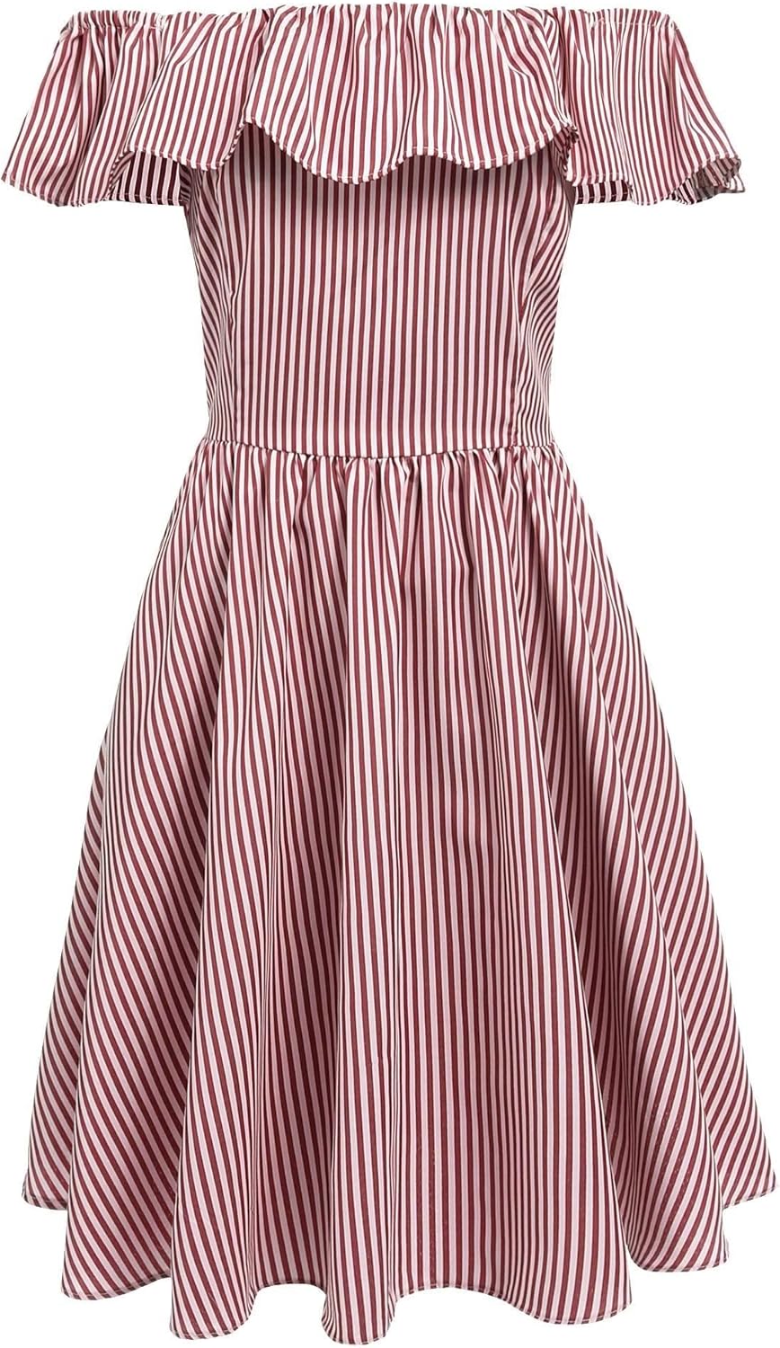 red and white striped dress