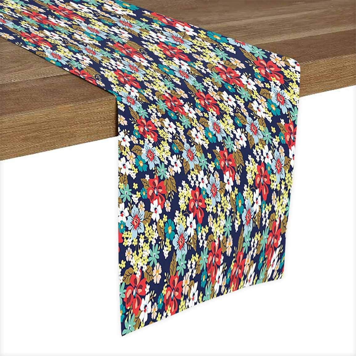 Multicolor Waterproof Table Runner,Ornamental Flourishing