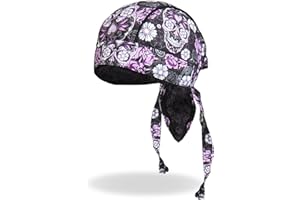 Hot Leathers HWH1078-4504 Sugar Skull Head Wrap (Black, OSFM)