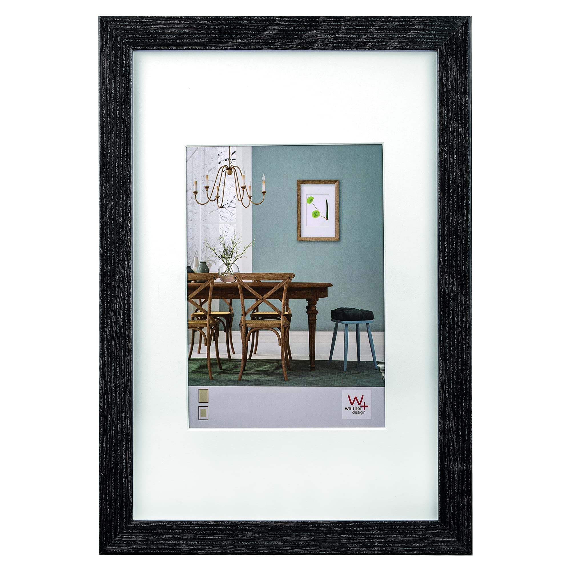 walther Design Picture Frame Dark Grey 24 x 30 cm with PassepArtout, Fiorito Wooden Frame EF430D — image 1