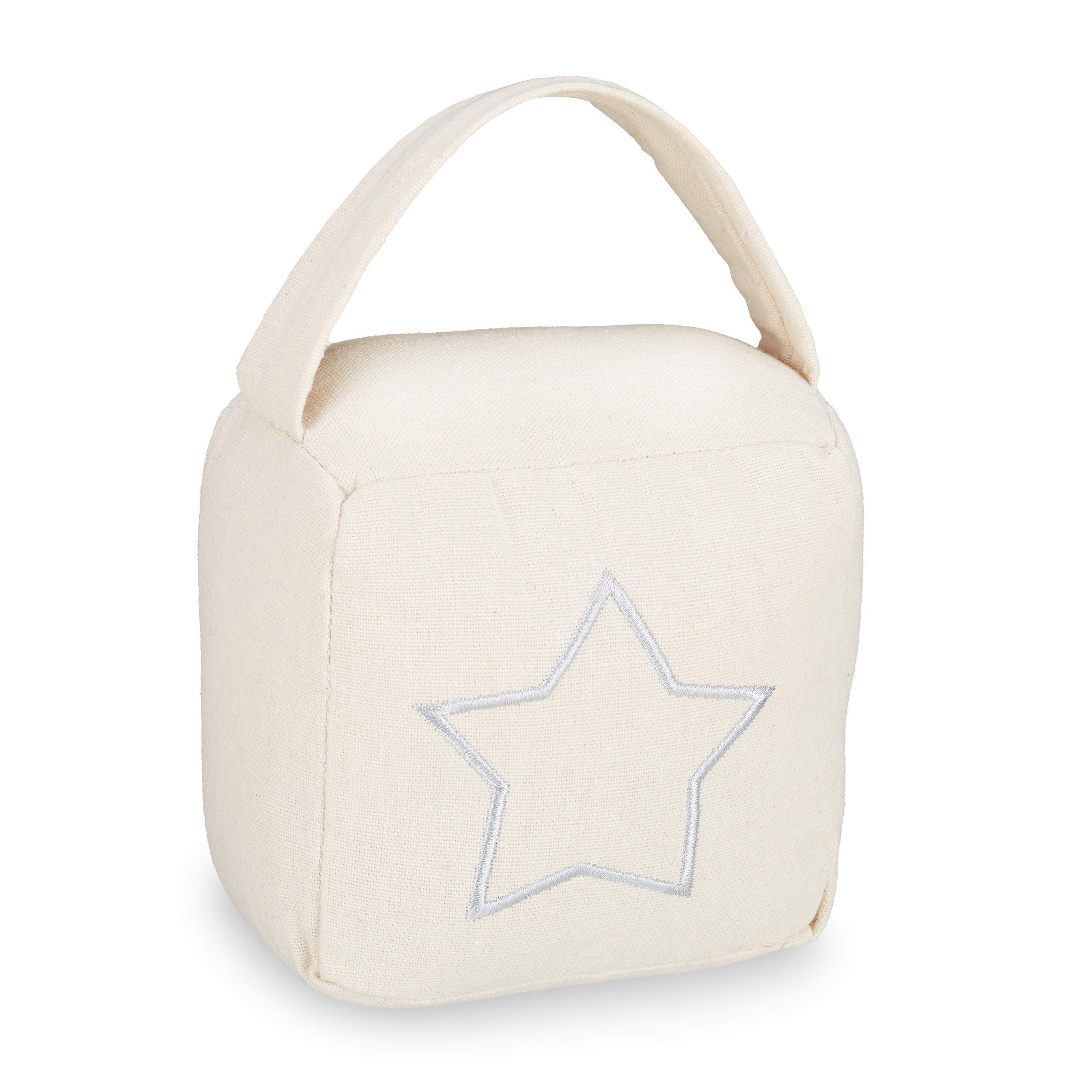 Relaxdays Doorstop, Modern Door Stop with Vintage Design and Handle, 18.5x14x10 cm, Floor Bumper, Beige