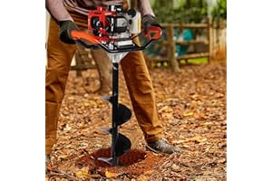 GOSHET 52CC 2-Stroke Gas Powered Earth Auger Post Hole Digger with 4"/6"/8" Drills, 2.3HP Hole Digging Machine Auger Spiral Drill Bit Borer Fence Ground Drill for Garden&Lawn Digging Drilling(Red)