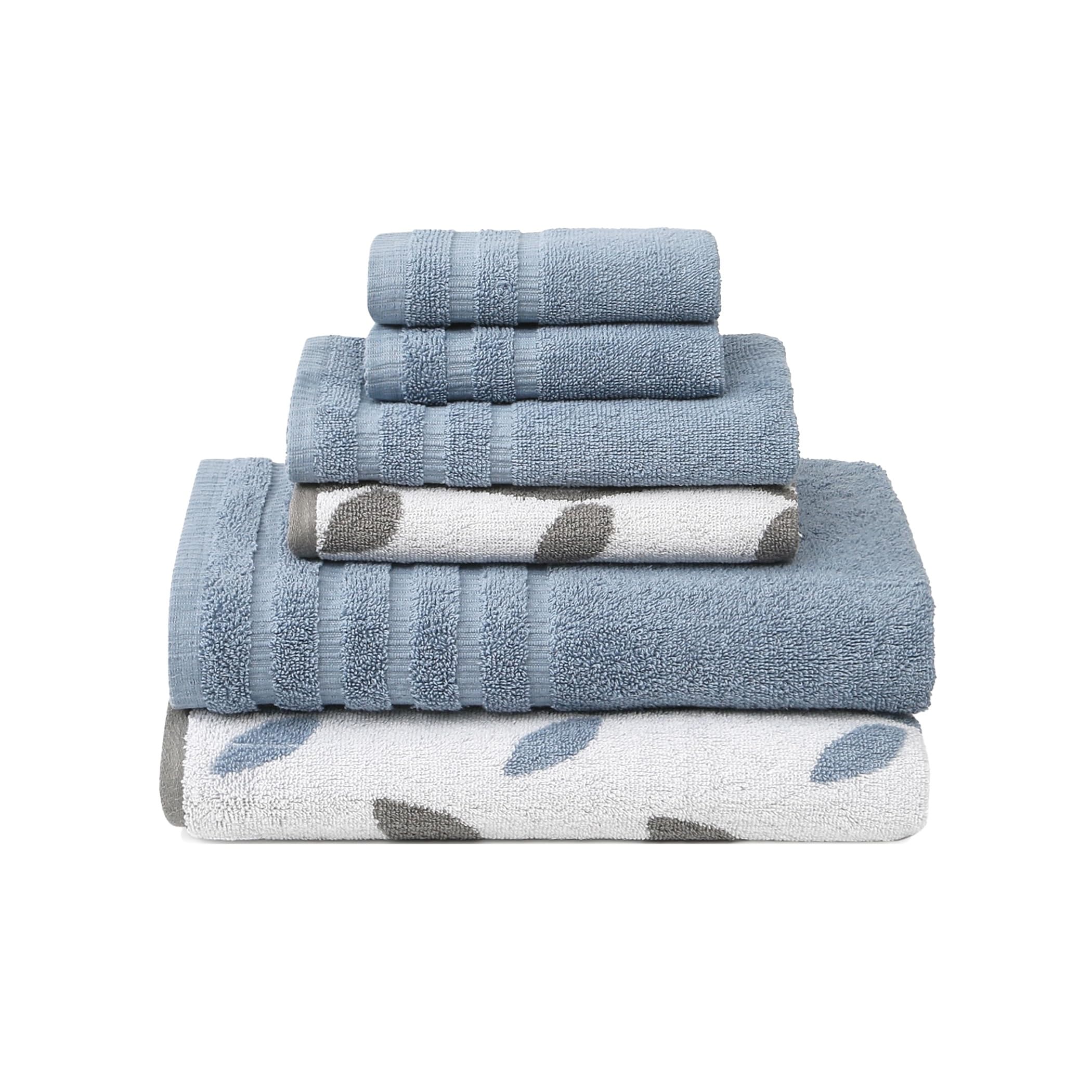 Modern Threads Organic Vines 6-Piece 100% Cotton Towel Set – Yarn Dyed ...