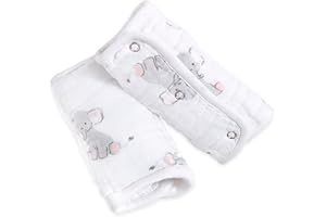 Aden by aden + anais Strap Cover; 100% Cotton Muslin Strap Covers with 100% Polyester Fill; 2-Pack; Safari Babes - Elephant