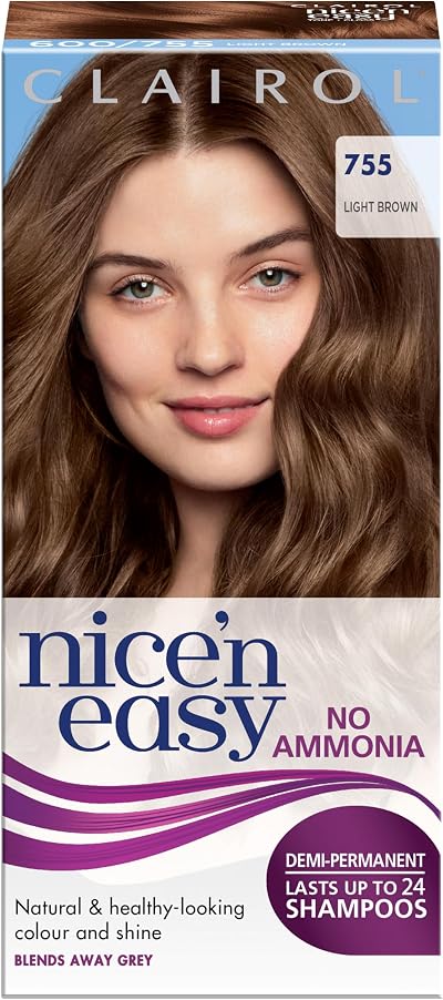 Clairol Nice'n Easy No Ammonia Hair Dye 755 Medium Light Brown Semi-Permanent