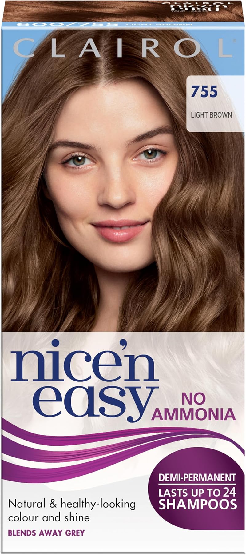 Clairol Nice'n Easy No Ammonia Hair Dye 755 Medium Light Brown Semi-Permanent