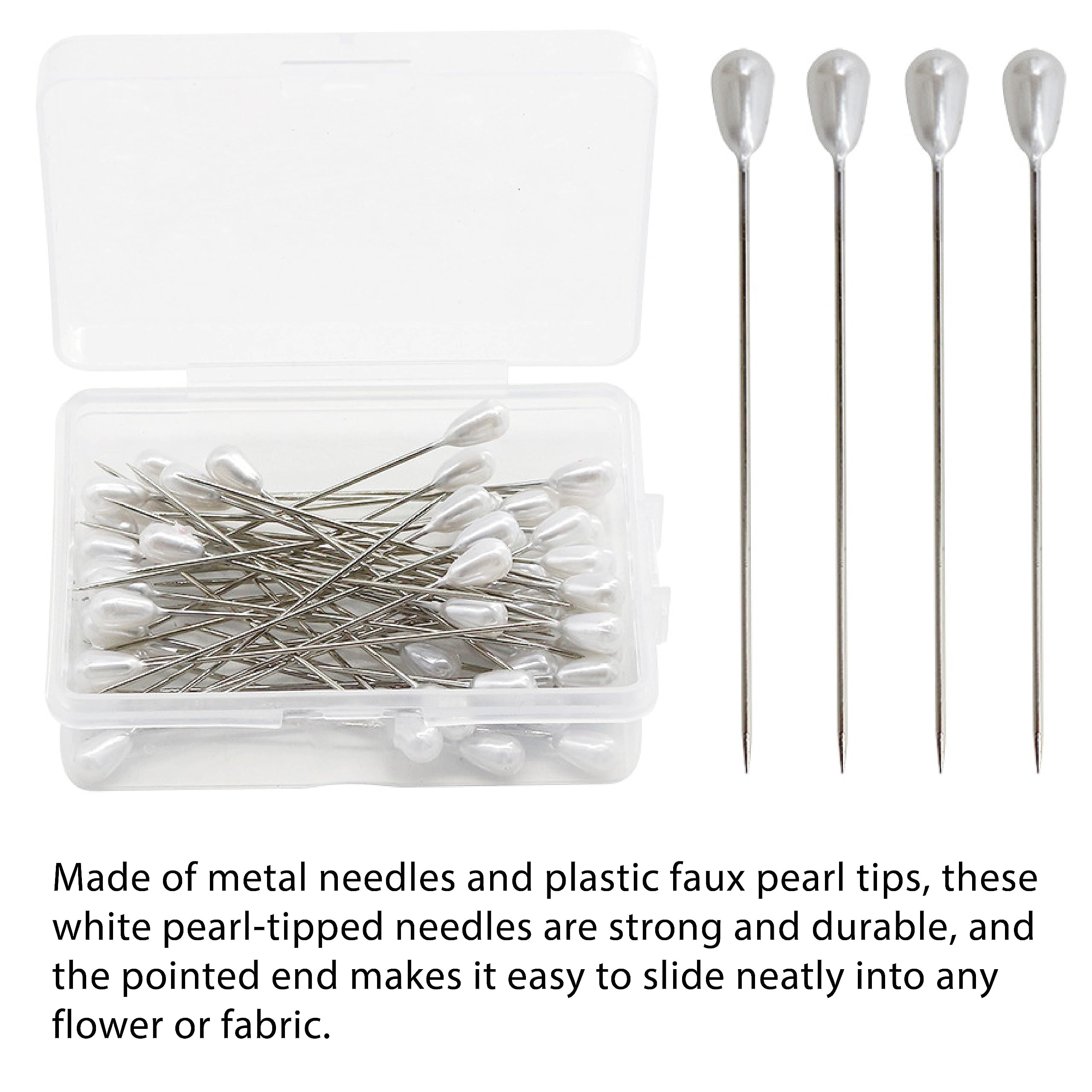 Zlongron 100 Pieces Hijab pins, Long Teardrop Pearl Head pins, Boutonniere pins, Buttonhole pins, can Also be Used for Jewelry Making Sewing Wedding Floral Decorations and DIY Crafts