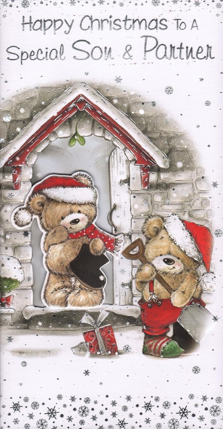 Son & Partner Christmas Card 'Happy Christmas To A Special Son & Partner' Great Quality Card