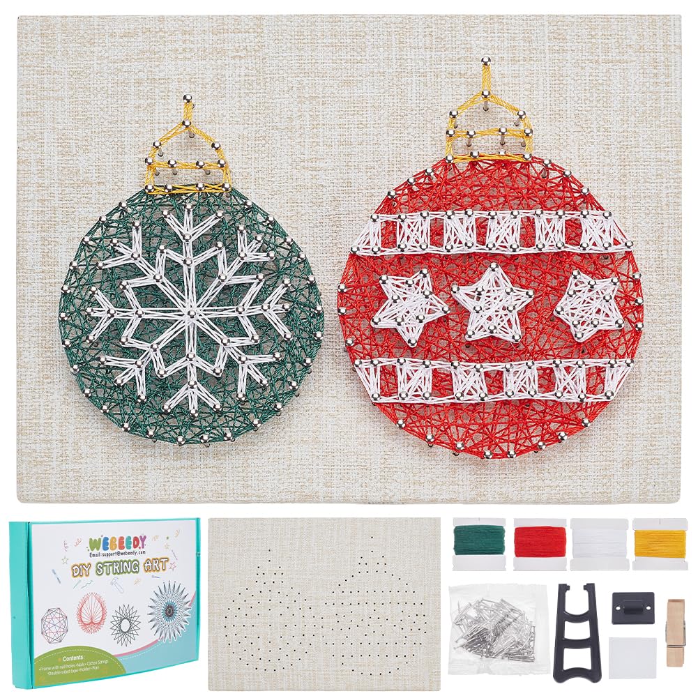 WEBEEDY Christmas Snowflake String Art Kit for Adults Beginners, Complete Craft Project Set with All String Art Supplies and Instruction Christmas Decor Fun Home Activities and Decorations Unique Gift