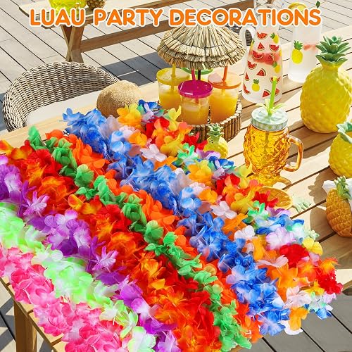 60 Hawaiianische Leis Bulk – Bunte Blumen-Halsketten, Je 100 Cm, Für Luau-Party & Deko