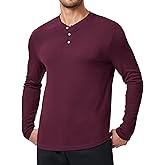 Dokotoo Men Men's Henley Shirt Fall Crewneck Solid Color Slim Fit Long Sleeve T Shirts Button Up Tees