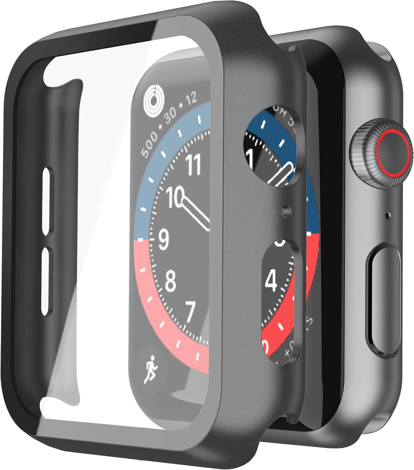 Misxi Black Hard Case for Apple Watch Series 5 / Series 4 with Tempered Glass Screen Protector 360° All-Round Ultra-Thin Protective Case for iWatch Series 5 / Series 4