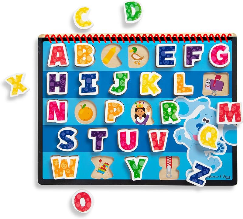 Blue's Clues & You, Puzzle Lettere Alfabeto, 26 Pezzi, Gioco Montessori, Gioco Legno, Multicolore, Gioco Educativo, Regalo Bambini e Bambine