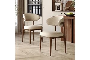Daluvenix Wooden Fabric Dining Chairs - Medieval Solid Wood Frame, Soft Padded Seats and Backrests Made of Cotton and Linen F