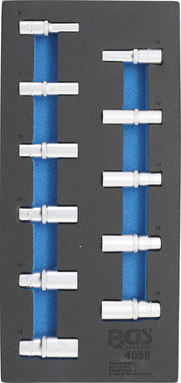 BGS 4058 | Tool Tray 1/3: Sockets, Hexagon | 10 mm (3/8") | 8 - 19 mm | deep | 11 pcs.
