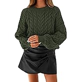 dowerme Women's Oversized Sweaters 2025 Long Sleeve Crewneck Cable Knit Chunky Pullover Cute Fall Outfits Winter Clothes