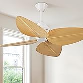 HEMLDAN 52" Ceiling Fan Without Lights, Tropical Ceiling Fans with APP and Remote Control, Indoor Palm Leaf Ceiling Fans for 