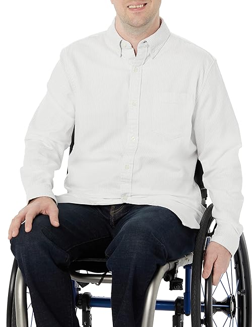 Amazon Essentials Men's Long Sleeve Shirt - Regular-Fit, Pocket Stretch Oxford (Available in Big & Tall), Light Grey Vertical Stripe, Small