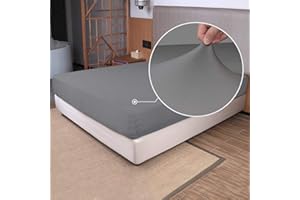 N&Y HOME Twin Size Fitted Sheet Only - 4-Way Stretch Knit, Snug Fit, Wrinkle Free & Stay in Place, No More Slipping Off for Mattress, Soft & Comfortable - Light Gray, Twin