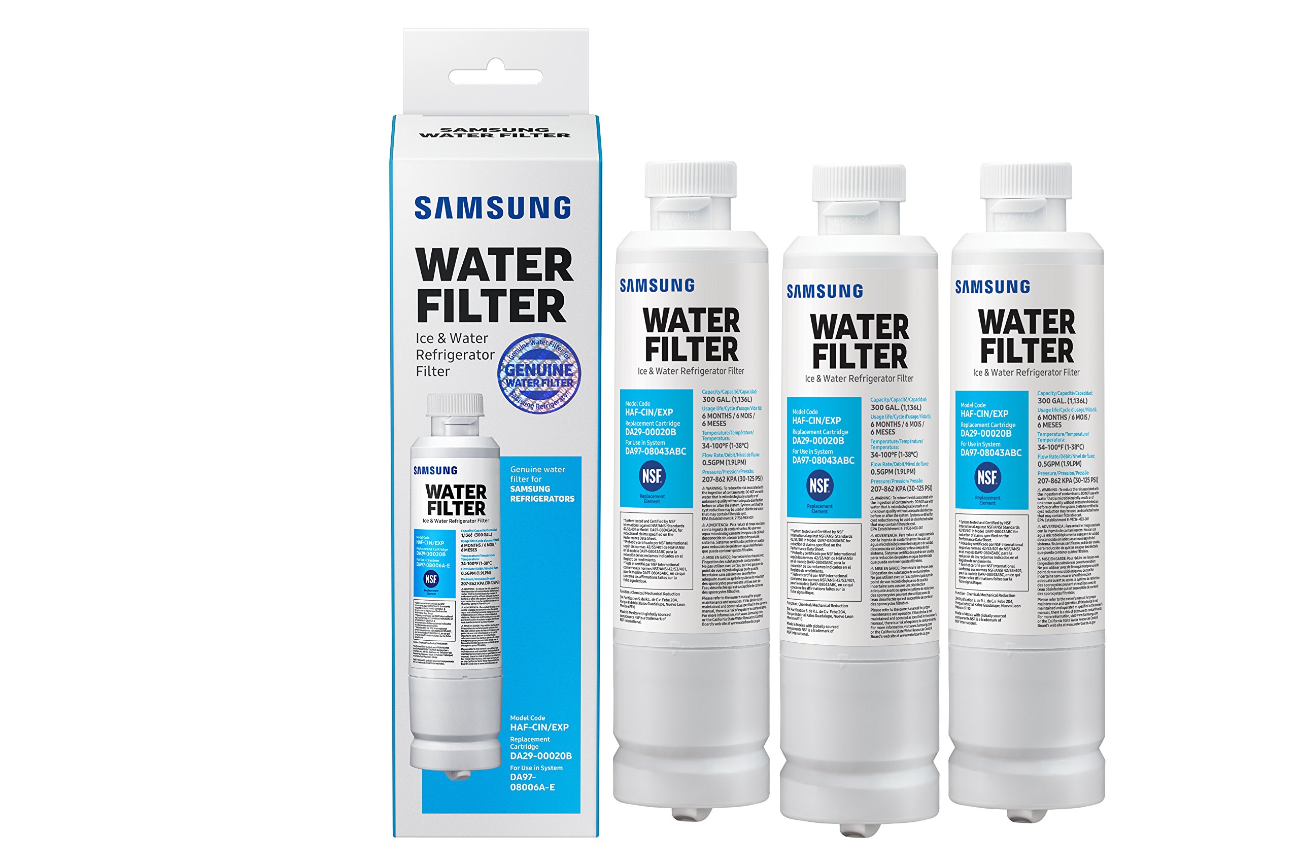 Samsung Genuine DA29-00020B Refrigerator Water Filter, 3 Pack