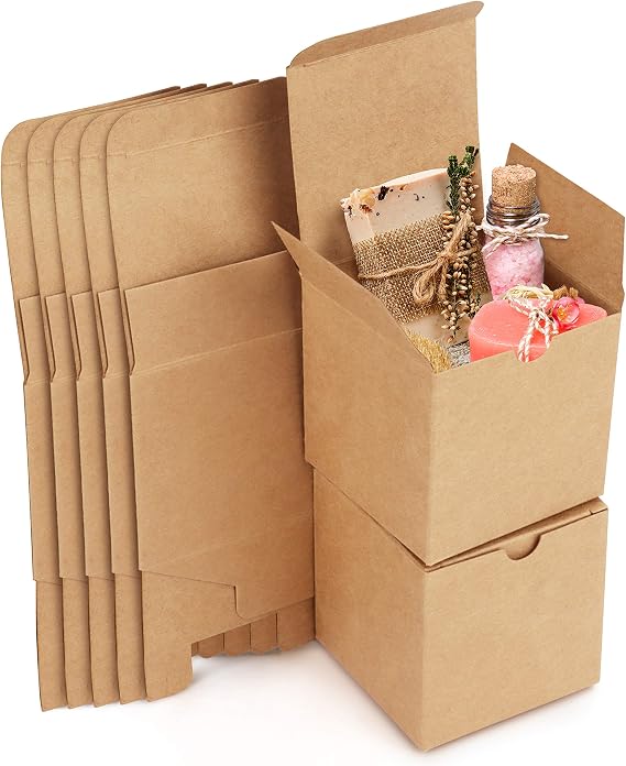 Lot De 50 Boîtes Cadeaux Noires Kraft 7,5 X 7,5 X 7,5 Cm – Emballage Élégant Et Facile à Monter Pour Anniversaires & Fêtes