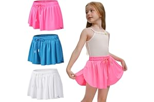 YKNKTSTC 3 Pack Girls Flowy Shorts with Spandex Liner 2 in 1 Youth Junior Butterfly Skirts for Fitness Running Sports