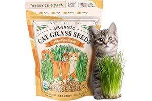 Seedboy Organic Cat Grass Seeds for Planting, Non-GMO Wheat, Oat, Rye, and Barley Cat Grass for Indoor Cats (8 oz)