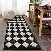 Lahome Moroccan Trellis Runner Rug - 2x6 Washable Black Bathroom Runner Rug Laundry Room Carpet Runners, Modern Soft Non Slip Indoor Floor Accent Mat for Bedside Kitchen Hall Bar Entryway RV