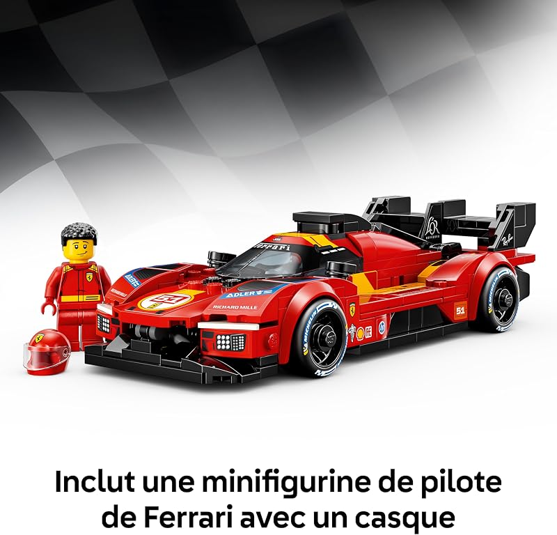 Speed Champions Ferrari 499P - Jouet Voiture de Course - Maquette STEM avec Minifigurine Collector de Pilote - Cadeau sur Le Thème du Sport Automobile pour Garçon dès 9 Ans ou Fan 77261 — photo 5 sur 8