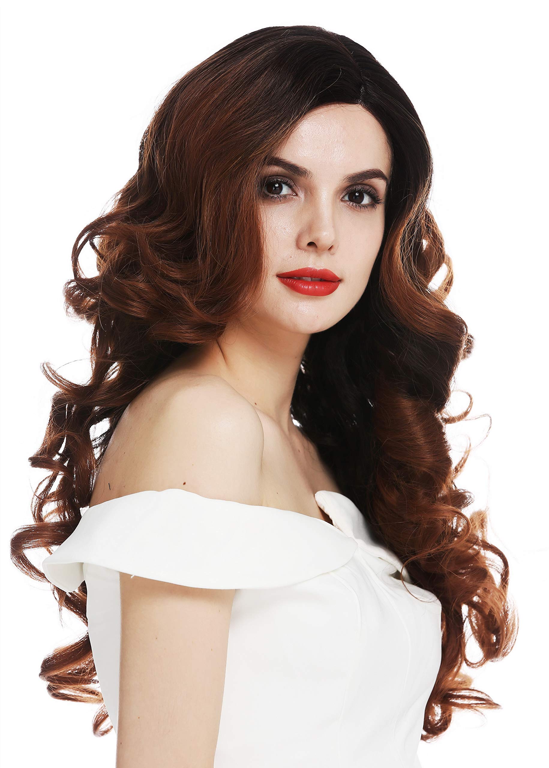 WIG ME UP - DW-2163-LF-30YS2 wig women's wig lace front long voluminous curls curly black copper brown balayage ombre