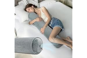 ONTYZZ Inflatable Long Body Pillow, Long Pillow for Bed, Oval Bolster Pillow for Good Sleeping and Back/Neck Support, 1pcs Gr