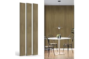 INNO STICKERS 3-Piece Wood Slat Wall Panel for Interior Wall Decor Noise Cancelling 94.5" x 11.4" Acoustic Decorative 3D Sound Absorbing Wall Paneling, Teak, 22.4 Sq.Ft