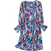 American Trends Womens Long Sleeve Nightgowns Sleep Shirts Night Shirts Night Gown House Dresses Ladies Night Dress