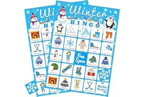 Fenkysoix Winter Bingo Snowman Bingo with 24 Winter Bingo Cards for Kids Classroom Activities Winter Party Supplies Favors Winter Party Games