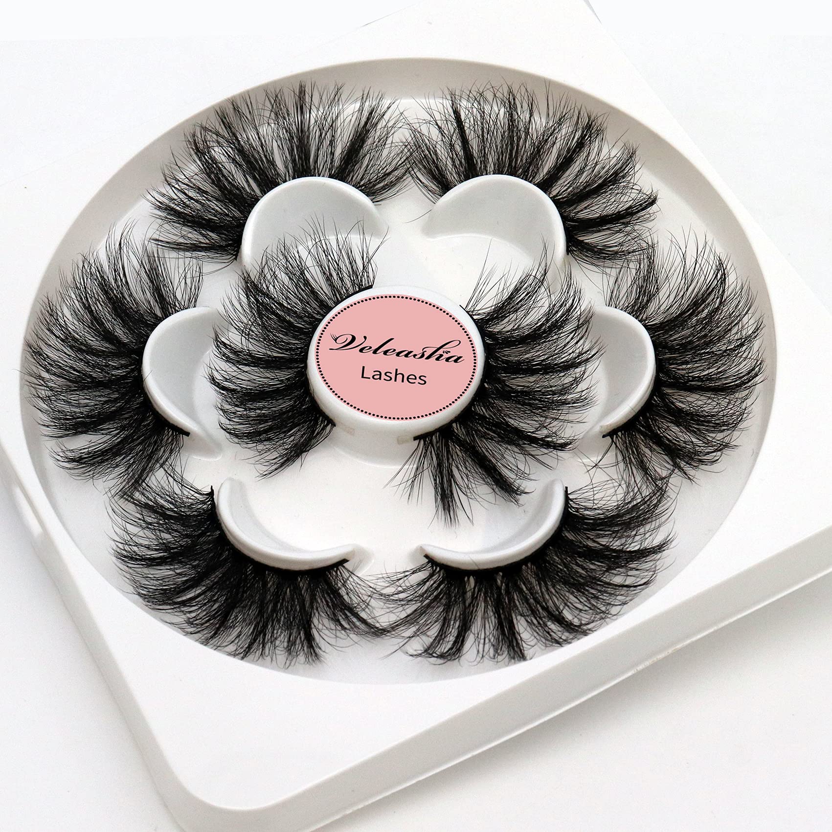 Veleasha Mink Eyelashes Faux 8D Wispy Fluffy Mink
