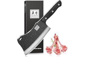 Cleaver Knife, ENOKING Meat Cleaver Hand Forged Serbian Chefs Knife German High Carbon Stainless Steel Butcher Knife for Meat Cutting with Full Tang and Gift Box, Chinese Cleaver for Kitchen & Outdoor