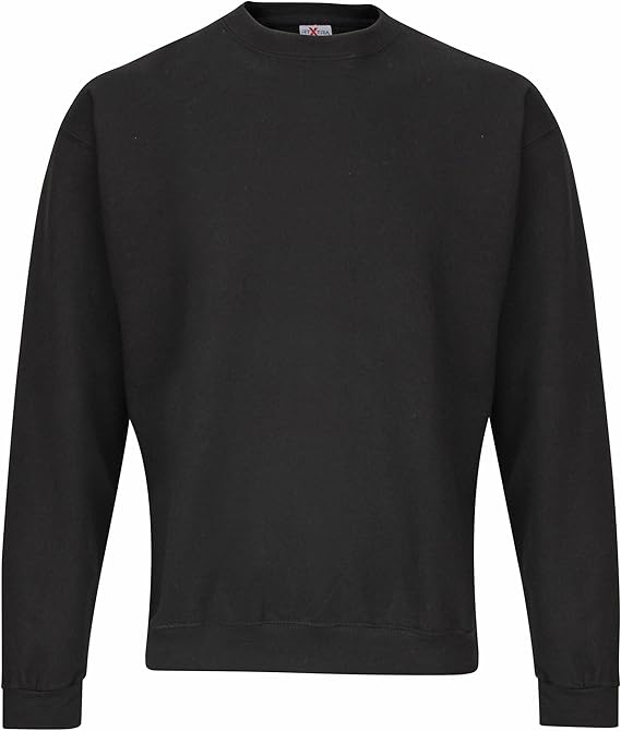 RTXtra Mens Classic Plain Crew Neck Sweatshirt Top (XL) (Black) Amazon