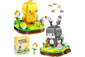 Ciesa Easter Bunny and Chick Building Blocks, Easter Gifts for Boys Girls, Easter Basket Stuffers Easter Egg Fillers Easter Toys for Kids Age 6+, Easter Chicks Rabbits Building Kit 421PCS