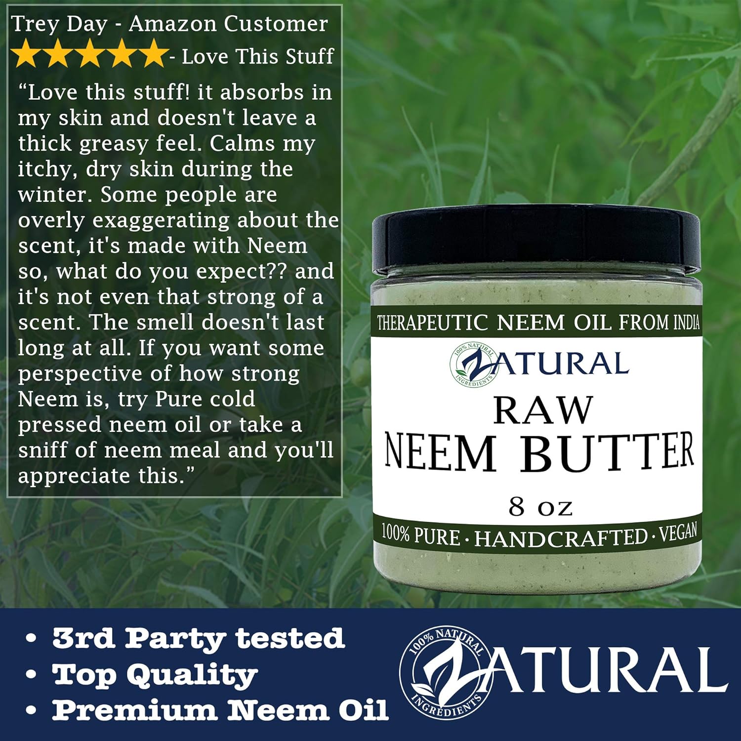 Organic Neem Butter-Coconut Oil, Neem Oil, Neem Leaf, Marula Oil, Kokum Butter, Rosemary (8 Ounce) : Beauty