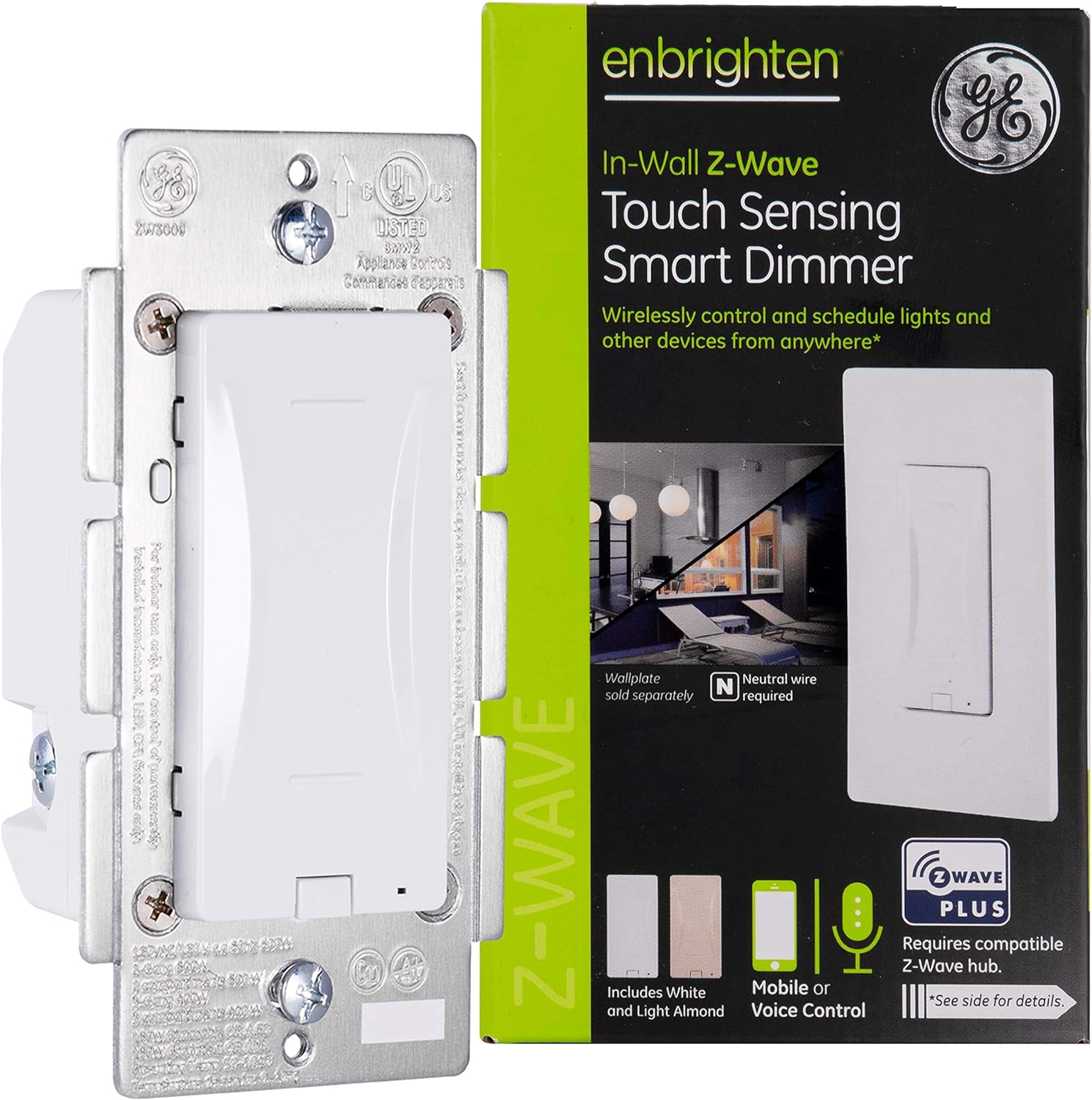 GE ZWave Plus Smart Lighting Control Touch Control Dimmer Switch